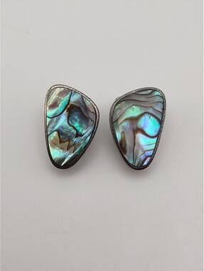 Sterling Silver 925 Abalone Shell Clip Earrings